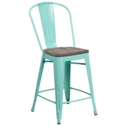Merrick Lane 24" Metal Indoor-Outdoor Counter Stool With Vertical Slat Back, Integrated Footrest And Wood Seat 14 Merrick Lane 24" Metal Indoor-Outdoor Counter Stool With Vertical Slat Back, Integrated Footrest And Wood Seat -Furniture Sale Store GUEST 95cdea31 8fd5 4f8c a4c8 b968f4082053