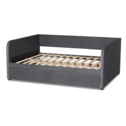 Full Basanti Velvet Fabric Upholstered 2 Drawer Daybed Gray/Dark Brown - Baxton Studio -Furniture Sale Store GUEST 9645835a 53c0 4c8c a09d a8a1e53deae4