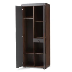 7 Shelf Wardrobe Rikke Two-Tone Wood Storage Cabinet Brown - Baxton Studio -Furniture Sale Store GUEST 965550c2 a50b 4e67 9494 0db909004e44