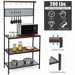 Costway 4-Tier Kitchen Bakers Rack Microwave Oven Stand Industrial W/Hooks & Mesh Panel -Furniture Sale Store GUEST 96e817ec 1980 4bbf 9780 77c478d51a6f