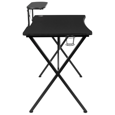 BlackArc Gamma Gaming Desk & Chair Set - Black & Red High Back Gaming Chair With Flip-Up Arms; Desk With Detachable Headphone Hook/Cupholder 2 BlackArc Gamma Gaming Desk & Chair Set - Black & Red High Back Gaming Chair With Flip-Up Arms; Desk With Detachable Headphone Hook/Cupholder - Image 2