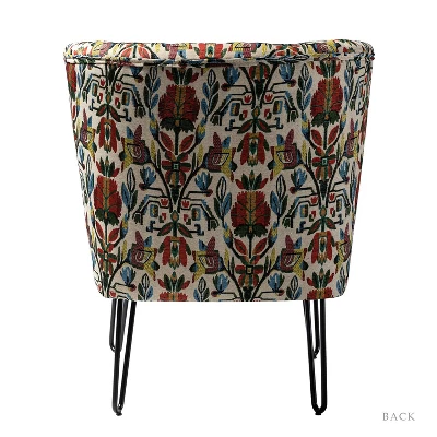 Bernarda Living Room Armless Accent Chair With Floral Pattern | Karat Home-FLORAL 4 Bernarda Living Room Armless Accent Chair With Floral Pattern | Karat Home-FLORAL - Image 4