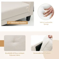 Costway Modern 79.5inch Fabric Loveseat Couch Living Room Sofa For Small Spaces Beige -Furniture Sale Store GUEST 96f81c28 e290 4987 a53d 7555152bec0e