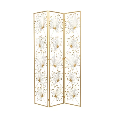 Glam Metal And Acrylic Room Divider Screen Gold - Olivia & May 2 Glam Metal And Acrylic Room Divider Screen Gold - Olivia & May - Image 2