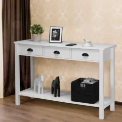 Costway 47" Console Table Hall Table Side Desk Accent Table Drawers Shelf Entryway White 11 Costway 47" Console Table Hall Table Side Desk Accent Table Drawers Shelf Entryway White -Furniture Sale Store GUEST 9750c2cd 3d45 4fc8 b4c4 bc89b15935af