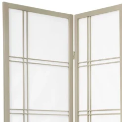 6 Ft. Tall Double Cross Shoji Screen - Special Edition - Gray (5 Panels)