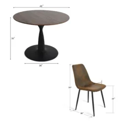 Harold+Bingo Modern 5 Piece Black Round Dining Table Set With Black Faux Leather Dining Chairs Set Of 4 With Walnut Finish Legs-Maison Boucle 9 Harold+Bingo Modern 5 Piece Black Round Dining Table Set With Black Faux Leather Dining Chairs Set Of 4 With Walnut Finish Legs-Maison Boucle -Furniture Sale Store GUEST 98723362 a004 4b98 9cea 90ab0e1d45d4