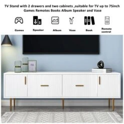 Modern TV Stand For TVs Up To 75'' With 5 Champagne Legs-ModernLuxe -Furniture Sale Store GUEST 98bc9bfa 7684 4ec2 9126 e3c9368c559c