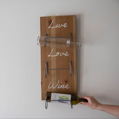 Three Bottle "Live Love Wine" Wood Wall Mount Wine Rack - Foreside Home & Garden 6 Three Bottle "Live Love Wine" Wood Wall Mount Wine Rack - Foreside Home & Garden - Image 6