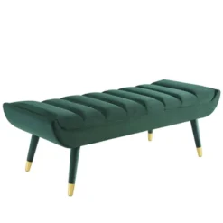 Guess Channel Tufted Performance Velvet Accent Bench Green - Modway