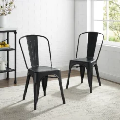 Set Of 2 17" Amelia Metal Chair Matte Black - Crosley -Furniture Sale Store GUEST 9a2d5845 4d07 4c85 a286 7414b666178d