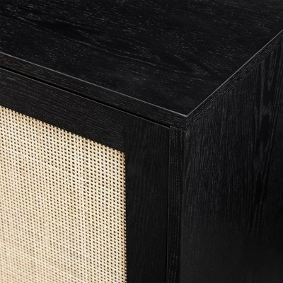 Modern Boho Wood And Rattan Storage Sideboard Black - Saracina Home 7 Modern Boho Wood And Rattan Storage Sideboard Black - Saracina Home - Image 7