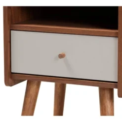 Elario Wood 1 Drawer Nightstand White/Walnut/Brown - Baxton Studio -Furniture Sale Store GUEST 9b03456c 530b 4920 ae65 9da33131303e