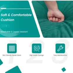 Costway Modern Modular 3-Seat Sofa Couch W/ Side Storage Pocket & Metal Leg Teal -Furniture Sale Store GUEST 9be84406 0e68 453b b508 ab37315faaab