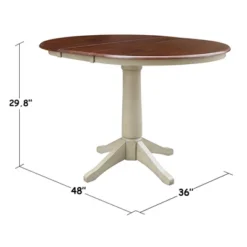36" Magnolia Round Top Dining Table With 12" Leaf - International Concepts