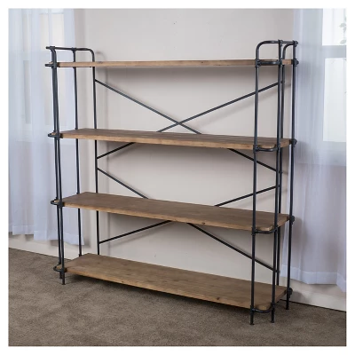 Yorktown 65.5" 4-Shelf Industrial Bookcase Brown - Christopher Knight Home 2 Yorktown 65.5" 4-Shelf Industrial Bookcase Brown - Christopher Knight Home - Image 2