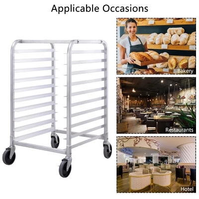 Costway 10 Sheet Aluminum Bakery Rack Silver Commercial Cookie Bun Pan Kitchen W/Wheel 4 Costway 10 Sheet Aluminum Bakery Rack Silver Commercial Cookie Bun Pan Kitchen W/Wheel - Image 4