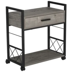 HOMCOM Industrial End Table With Drawer And Bottom Shelf, Mobile Side Table With 4 Wheels For Living Room, Bedroom -Furniture Sale Store GUEST 9eb441d3 1c3c 4485 b230 3e9b15c13f3a
