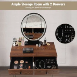 Costway Vanity Makeup Dressing Table W/ 3 Lighting Modes Mirror Touch Switch RusticCoffee -Furniture Sale Store GUEST 9eee46ab 2b83 4dcb 9678 2b3856007279