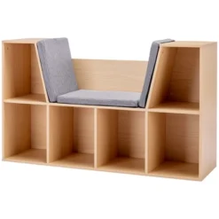 HOMCOM 6-Cubby Kids Bookcase, Reading Nook Organizer With Seat Cushion, Toddler Storage Cabinet Shelf For Playroom Bedroom, 40.5" X 12" X 23.5" -Furniture Sale Store GUEST 9f7595b4 2ab8 43b6 93dd feba2688f12c