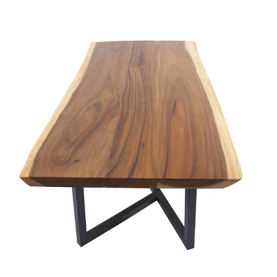 Contemporary Wood Dining Table Brown - Olivia & May 2 Contemporary Wood Dining Table Brown - Olivia & May - Image 2