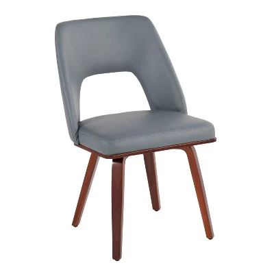 Set Of 2 Triad Bamboo/Faux Leather Upholstered Dining Chairs Walnut/Gray - LumiSource 1 Set Of 2 Triad Bamboo/Faux Leather Upholstered Dining Chairs Walnut/Gray - LumiSource