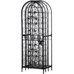 HOMCOM 45-Bottle Modern Wine Organizer Decorative Portable Wrought Iron Wine Rack Jail -Furniture Sale Store GUEST a090ea23 4782 4f33 b45d 98557cfab359