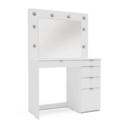 Harper Vanity Table With Lighted Mirror White - Polifurniture 4 Harper Vanity Table With Lighted Mirror White - Polifurniture - Image 4