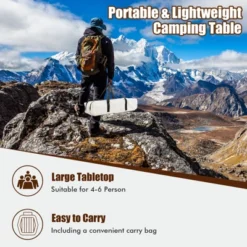 Tangkula Folding Wooden Camping Table Portable Picnic Table W/ Carry Bag Roll-up Bamboo Tabletop Outdoor Travel Camping Table Natural/Coffee -Furniture Sale Store GUEST a1dcac93 7c01 42d1 ab2e 344afb563a46