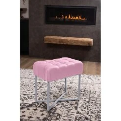 BirdRock Home Rectangular Tufted Pink Foot Stool Ottoman With Silver Legs -Furniture Sale Store GUEST a1ea390c 1d1c 4cf5 a961 e206de2b6703