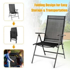 Costway 4PCS Patio Folding Dining Chair Recliner Adjustable Black -Furniture Sale Store GUEST a2970e36 7fe7 46c5 886e c35170bc6f61
