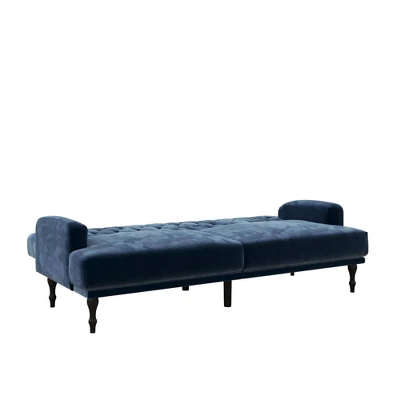 Lyla Upholstered Velvet Futon Blue - Room & Joy 2 Lyla Upholstered Velvet Futon Blue - Room & Joy - Image 2