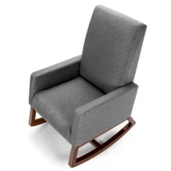 Costway Mid Century Retro Fabric Upholstered Rocking Chair Nursery Armchair Gray -Furniture Sale Store GUEST a2aa4ca0 dd6d 41db 8828 2189b043ba4a