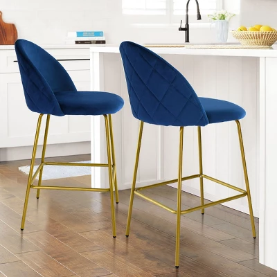 25" Nano Full Back Upholstered Counter Stool (Set Of 2) Gold Legs-Maison Boucle 8 25" Nano Full Back Upholstered Counter Stool (Set Of 2) Gold Legs-Maison Boucle - Image 8