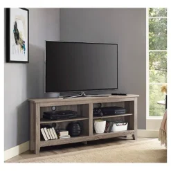 Transitional 4 Cubby Wood Open Storage Corner TV Stand For TVs Up To 65" - Saracina Home 17 Transitional 4 Cubby Wood Open Storage Corner TV Stand For TVs Up To 65" - Saracina Home -Furniture Sale Store GUEST a33914ea 8d3b 42b2 8556 fd626c352f65