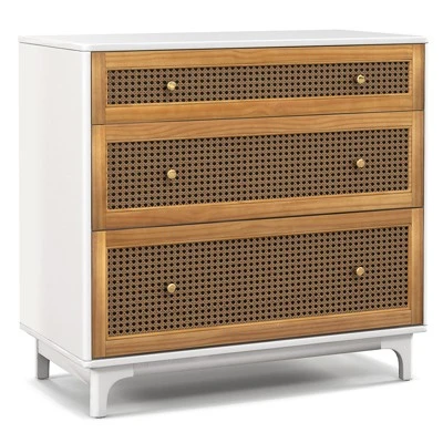Costway 3-Drawer Rattan Dresser Modern Closet Chest Storage Cabinet Living Room Entryway 9 Costway 3-Drawer Rattan Dresser Modern Closet Chest Storage Cabinet Living Room Entryway - Image 9