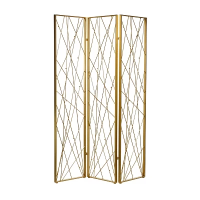 Glam Metal Geometric Room Divider Screen Gold - Olivia & May 2 Glam Metal Geometric Room Divider Screen Gold - Olivia & May - Image 2