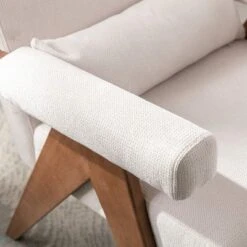 Megan 27.56" Wide Upholstered Fabric Seat And Lumbar Pillow With Walnut "V" Shape Solid Wood Legs Accent Chair With Arm Pads-The Pop Maison -Furniture Sale Store GUEST a3d0dd18 4b02 4bb1 82bd 0fcdb27b2b85