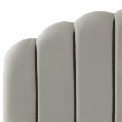 King Emma Channel Seamed Shell Headboard In Faux Silk Silver - Skyline Furniture 3 King Emma Channel Seamed Shell Headboard In Faux Silk Silver - Skyline Furniture - Image 3
