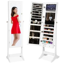Best Choice Products 6-Tier Standing Mirror Lockable Storage Organizer Cabinet Armoire W/ LED Lights -Furniture Sale Store GUEST a53662f6 4fa4 45c3 8f56 c19a4ce03288