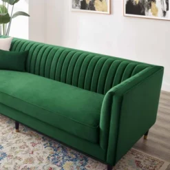 Devote Channel Tufted Performance Velvet Sofa Emerald - Modway -Furniture Sale Store GUEST a5671ca5 b02b 4574 a786 d22f52f46dd6