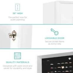 Best Choice Products 6-Tier Standing Mirror Lockable Storage Organizer Cabinet Armoire W/ Velvet Interior -Furniture Sale Store GUEST a56a10e8 1d24 4e4c 8c56 5cfb1232f4e4