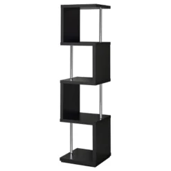Baxter 4 Shelf Zig Zag Bookcase With Chrome Details - Coaster -Furniture Sale Store GUEST a5e95715 637a 4482 8d47 00696b8fc6a9