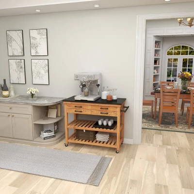 Coastal Wood Kitchen Cart Brown - Olivia & May 18 Coastal Wood Kitchen Cart Brown - Olivia & May - Image 18