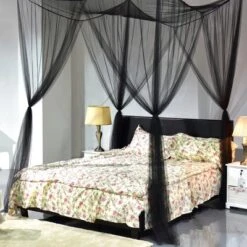 4 Corner Post Bed Canopy Mosquito Net Full Queen King Size Netting Bedding Black -Furniture Sale Store GUEST a66a1e56 6889 43c3 9d14 e5e392f679bb