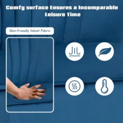 Costway Leisure Chair And Ottoman Thick Padded Velvet Tufted Sofa Set W/ Wood Legs PinkBlue Green -Furniture Sale Store GUEST a7990f27 fb63 4b21 8977 4fc4aabb7cf1