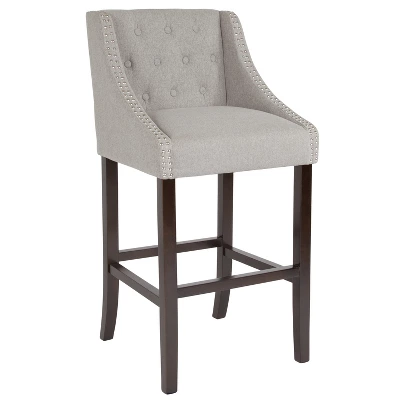 Merrick Lane Upholstered Barstool 30" High Transitional Tufted Barstool With Accent Nail Trim 15 Merrick Lane Upholstered Barstool 30" High Transitional Tufted Barstool With Accent Nail Trim - Image 15