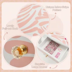 Costway Kid Vanity Set Wooden Makeup Table Stool Tri-Folding Mirror Zebra-Stripe Pink 13 Costway Kid Vanity Set Wooden Makeup Table Stool Tri-Folding Mirror Zebra-Stripe Pink -Furniture Sale Store GUEST a7c98b28 9b88 408e 8aca d1133149e971