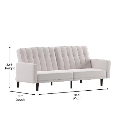 Merrick Lane Mid Century Modern Split-Back Sofa Futon With 3 Recline Positions 6 Merrick Lane Mid Century Modern Split-Back Sofa Futon With 3 Recline Positions - Image 6