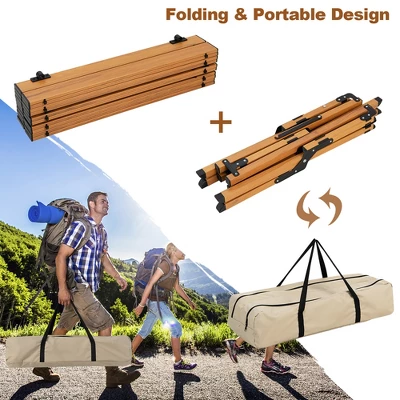 Costway Folding Aluminum Camping Table With Carry Bag Roll-Up Picnic Table With Wood Grain 7 Costway Folding Aluminum Camping Table With Carry Bag Roll-Up Picnic Table With Wood Grain - Image 7